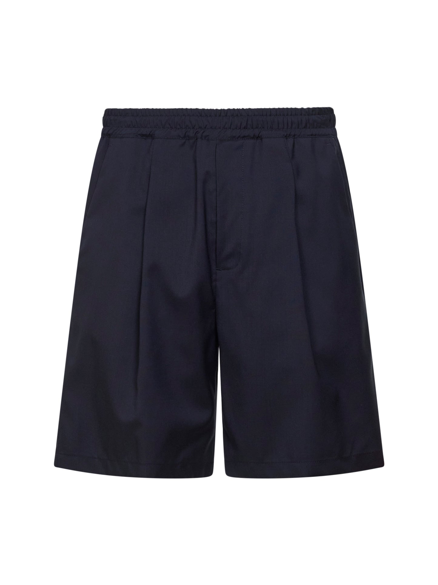 Dark navy stretch virgin wool blend shorts
