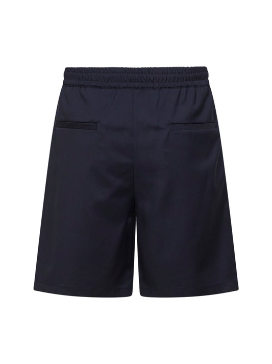 Dark navy stretch virgin wool blend shorts