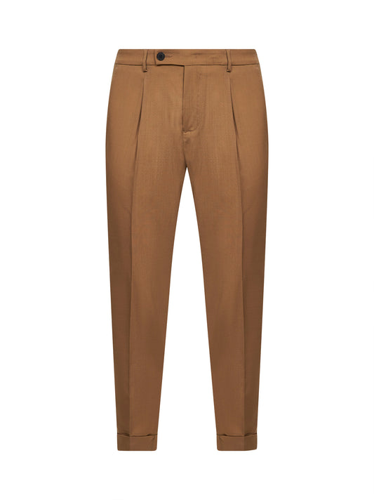 Safari stretch wool blend slim carrot trousers