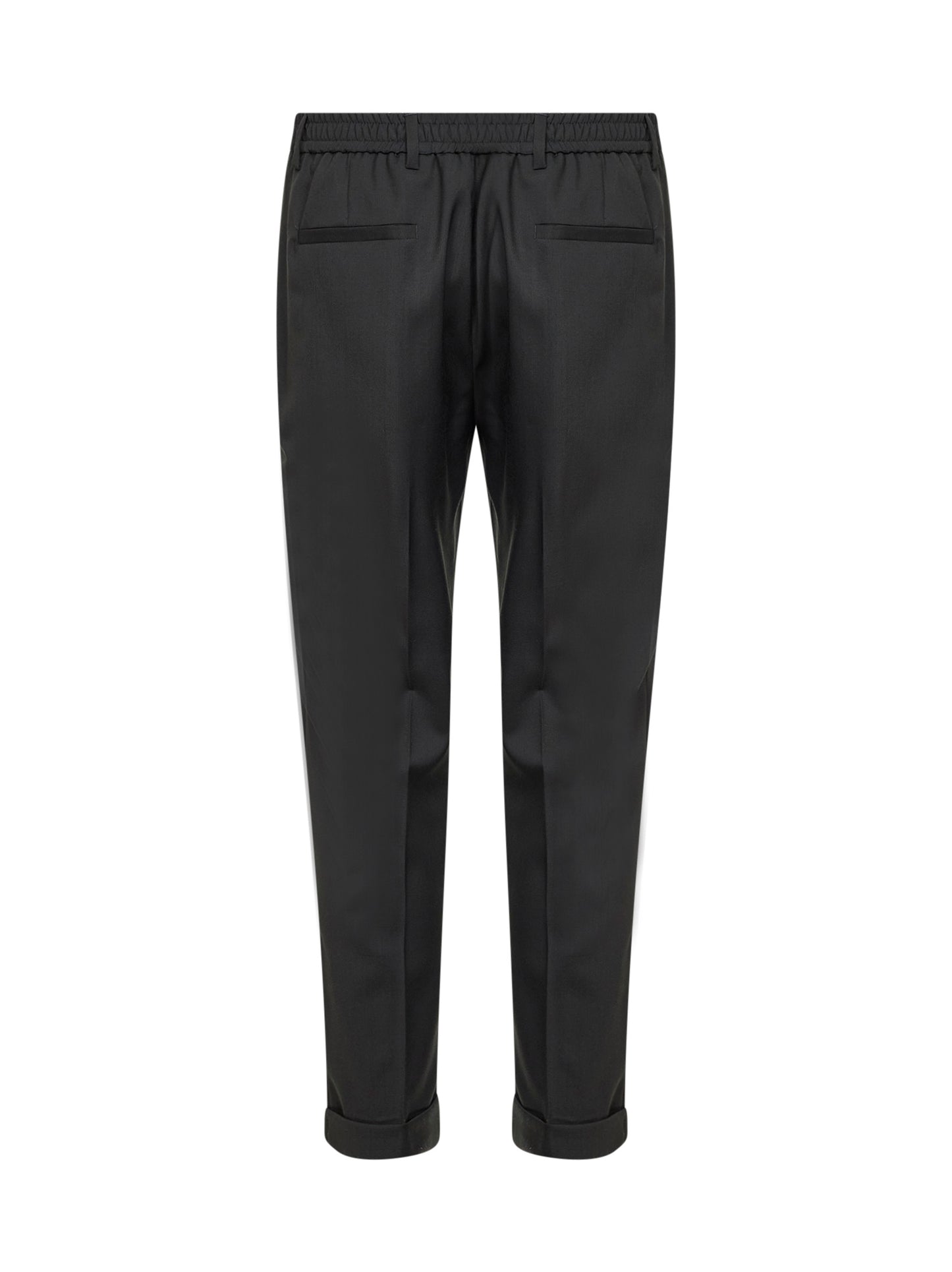 Charcoal stretch wool blend slim carrot trousers