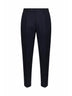 Dark navy stretch cotton blend slim carrot trousers