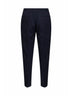 Dark navy stretch cotton blend slim carrot trousers