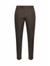Black olive stretch cotton blend slim carrot trousers