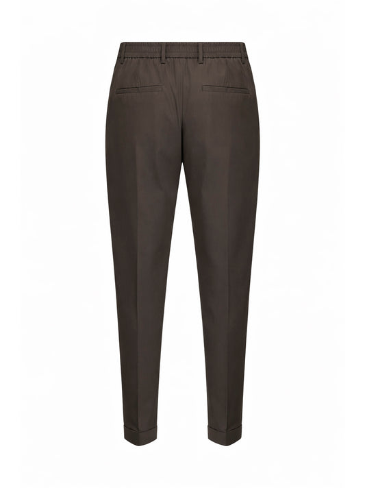 Pantaloni slim carrot in misto cotone stretch oliva nera