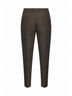 Black olive stretch cotton blend slim carrot trousers