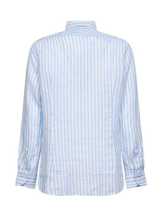 Light blue and white striped linen shirt