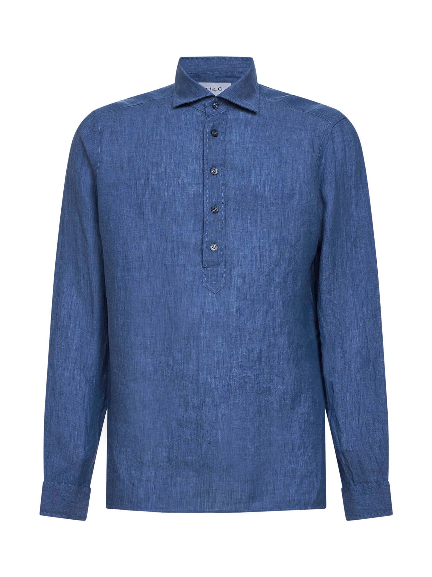 Polo stile camicia in lino denim