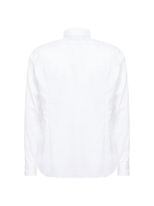 White cotton poplin wing collar shirt