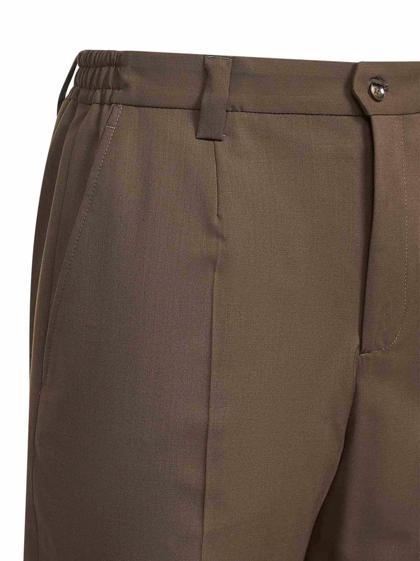 Biscuit wool blend twill Portofino trousers