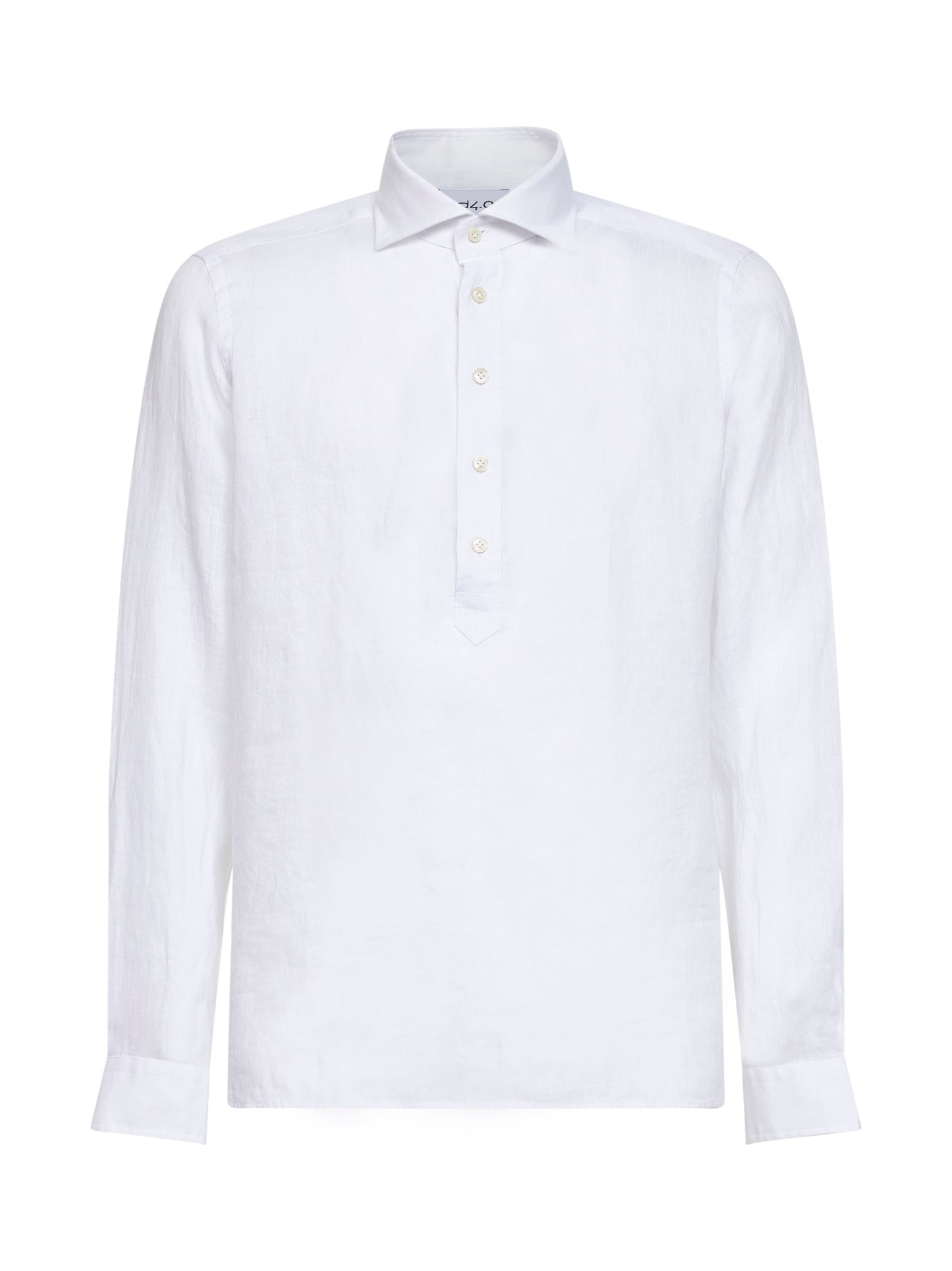 Polo stile camicia in lino bianco
