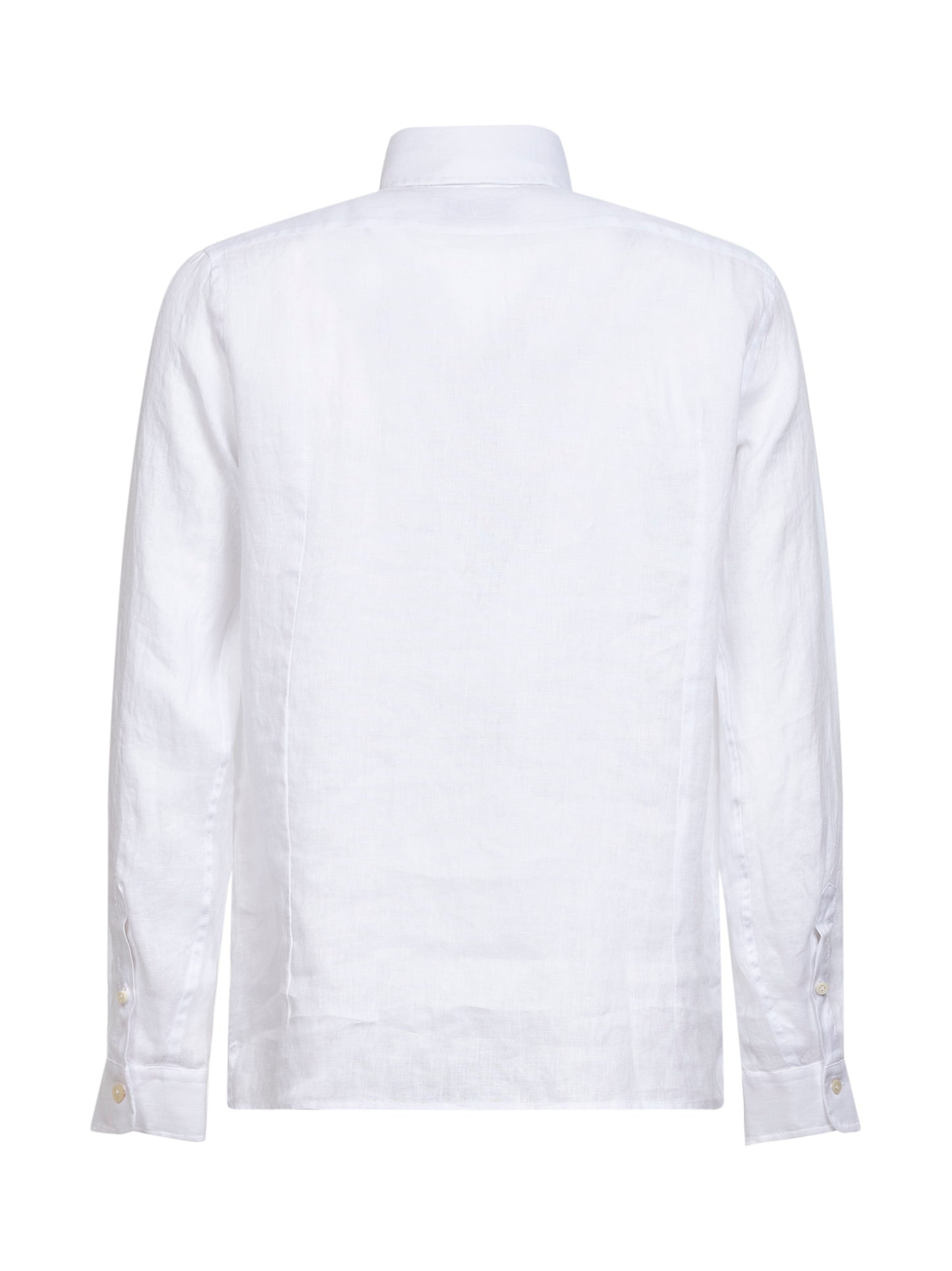 Polo stile camicia in lino bianco