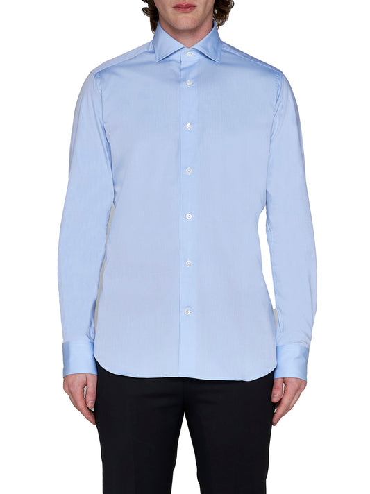 Light blue cotton twill classic shirt