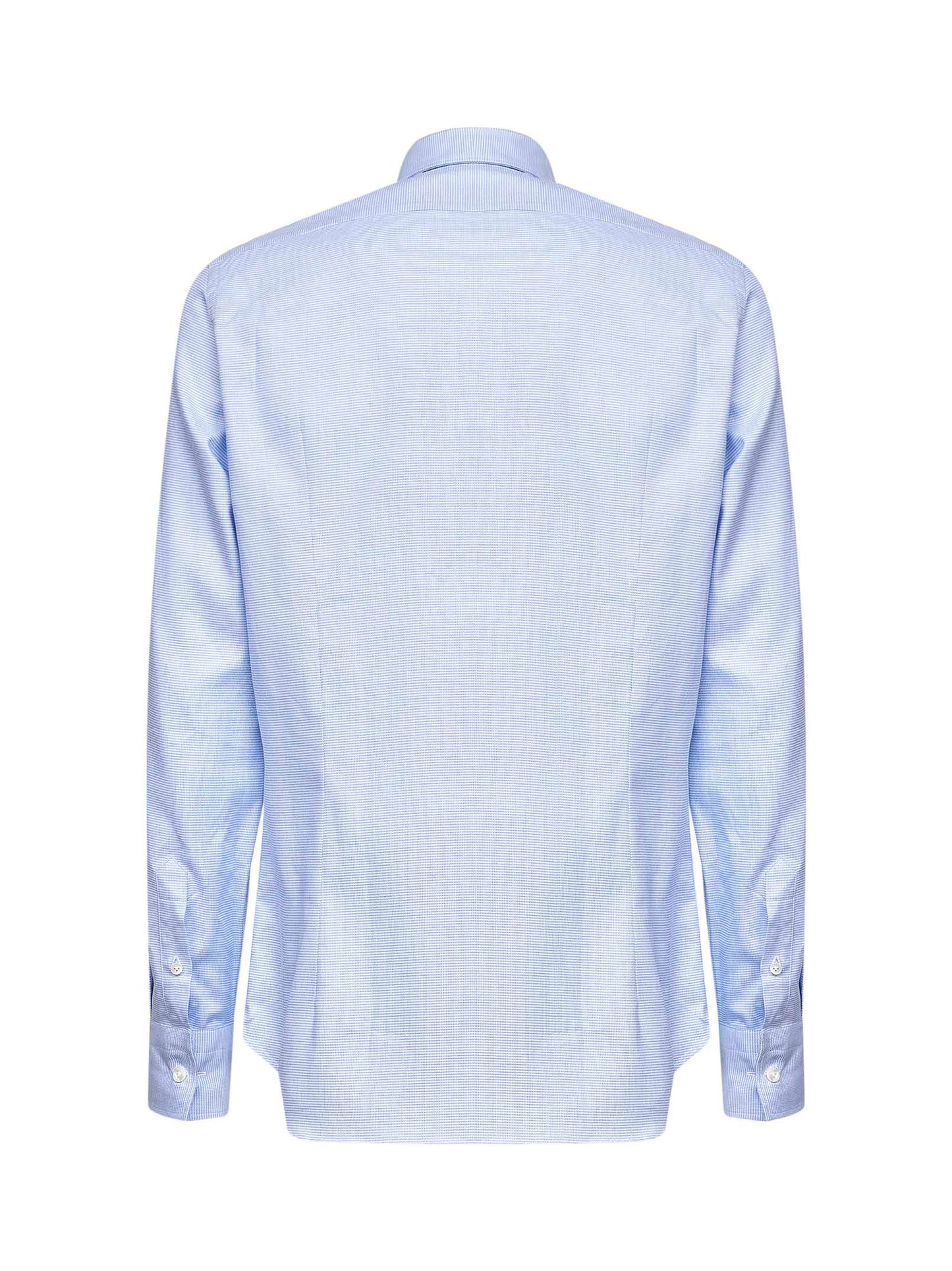 Light blue micro pattern jacquard cotton shirt