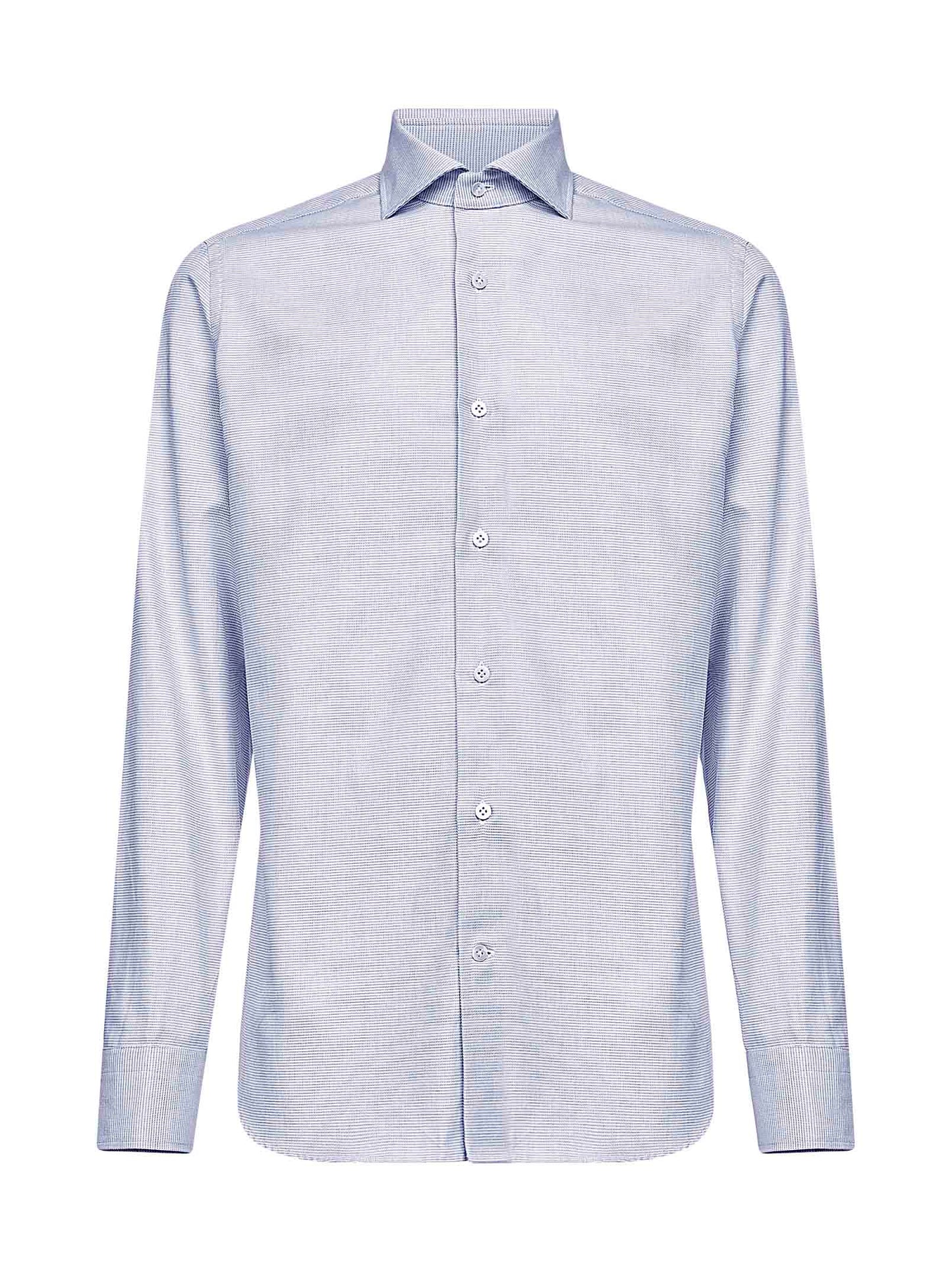 Light blue micro pattern jacquard cotton shirt