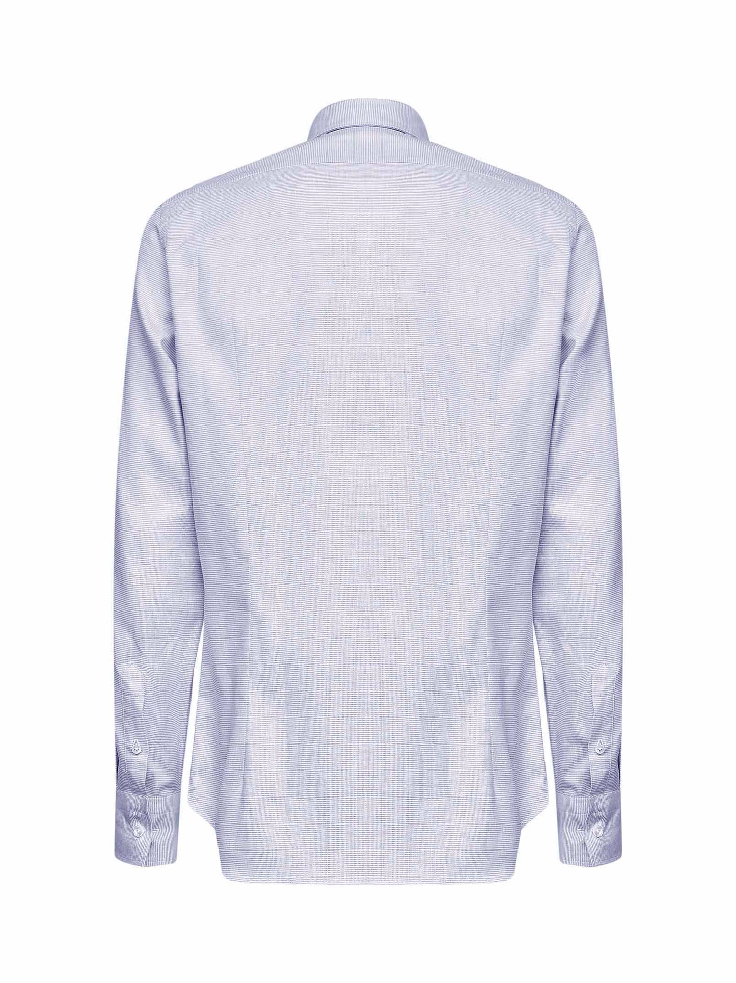 Light blue micro pattern jacquard cotton shirt