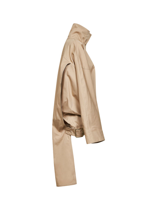 Beige cotton New Celine asymmetric aviator bomber jacket