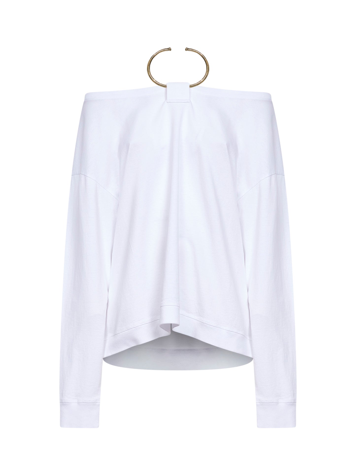 White jersey Erin off-the-shoulder T-Shirt with necklace