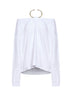 White jersey Erin off-the-shoulder T-Shirt with necklace