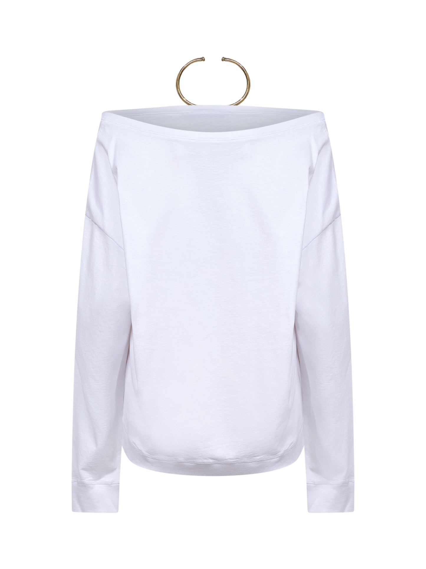 White jersey Erin off-the-shoulder T-Shirt with necklace