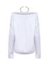 White jersey Erin off-the-shoulder T-Shirt with necklace