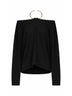 T-shirt a spalle scoperte con collana Erin in jersey nero