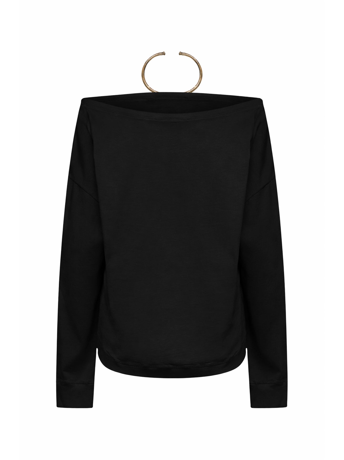 T-shirt a spalle scoperte con collana Erin in jersey nero
