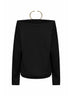 T-shirt a spalle scoperte con collana Erin in jersey nero