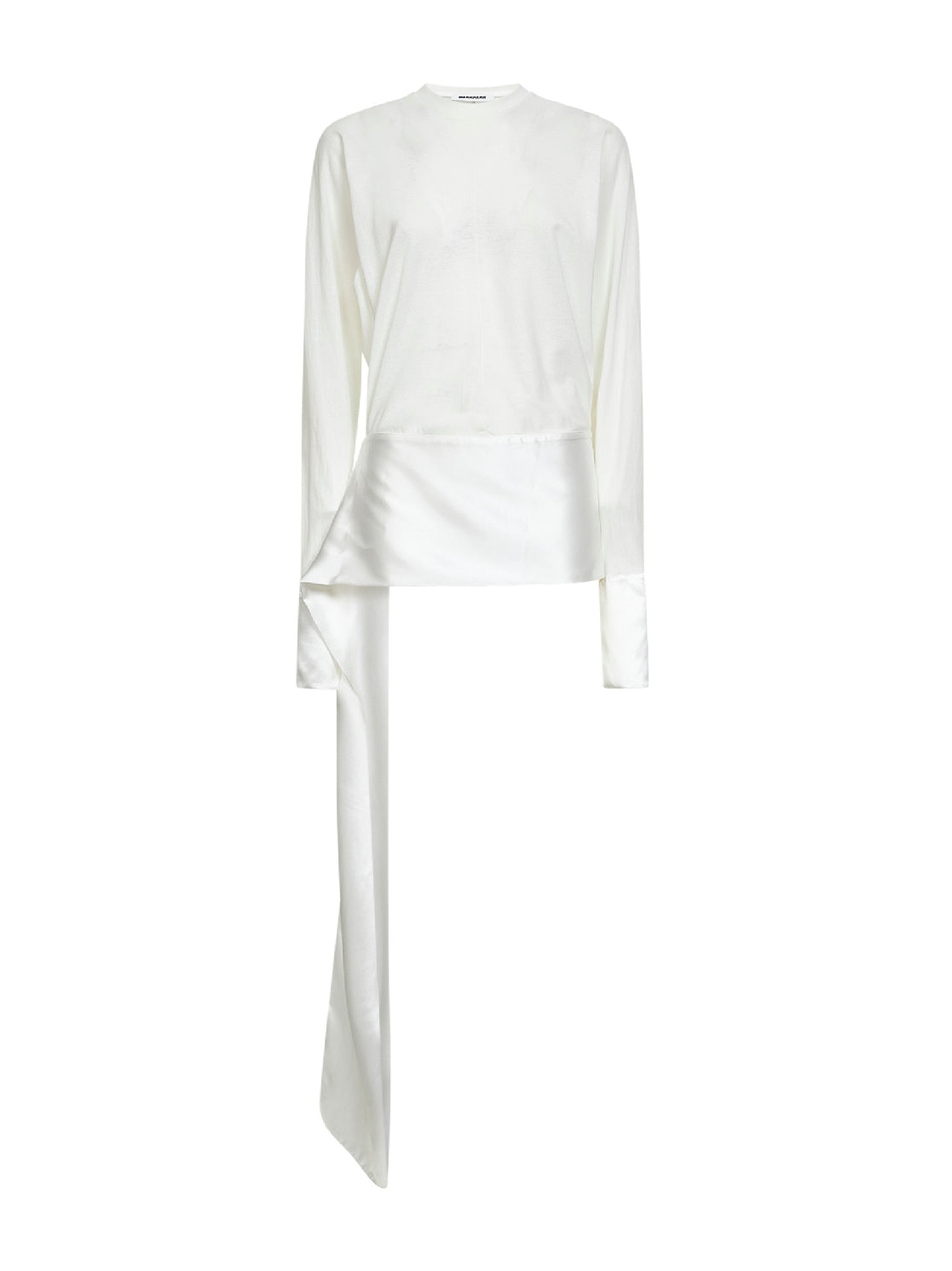 White jersey Luna top with satin band