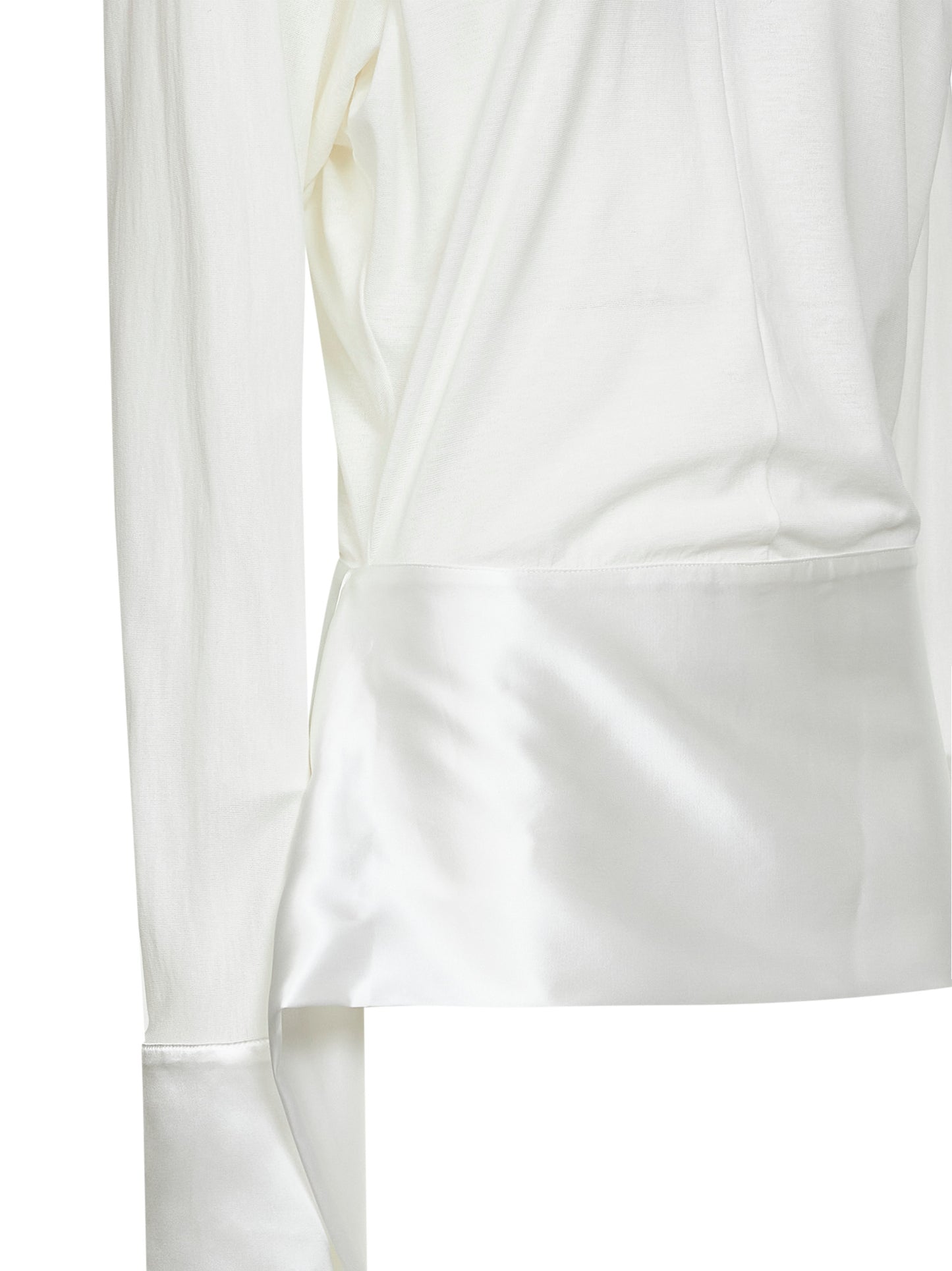 White jersey Luna top with satin band
