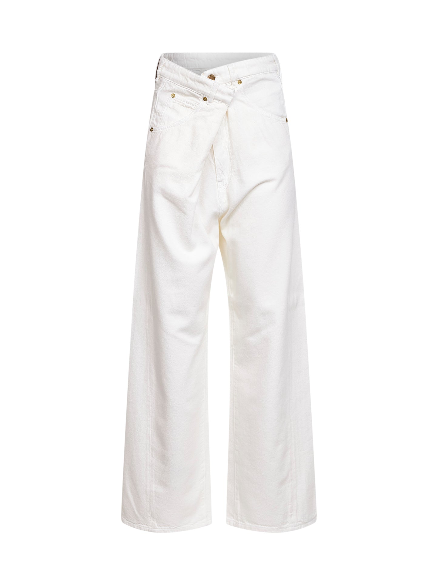 Jeans con vita ripiegata Ines in denim bianco