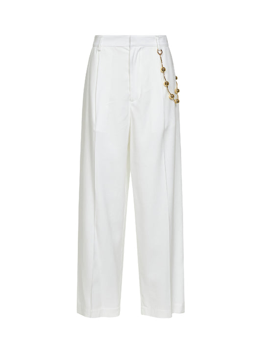 White viscose blend Danielle chain trousers