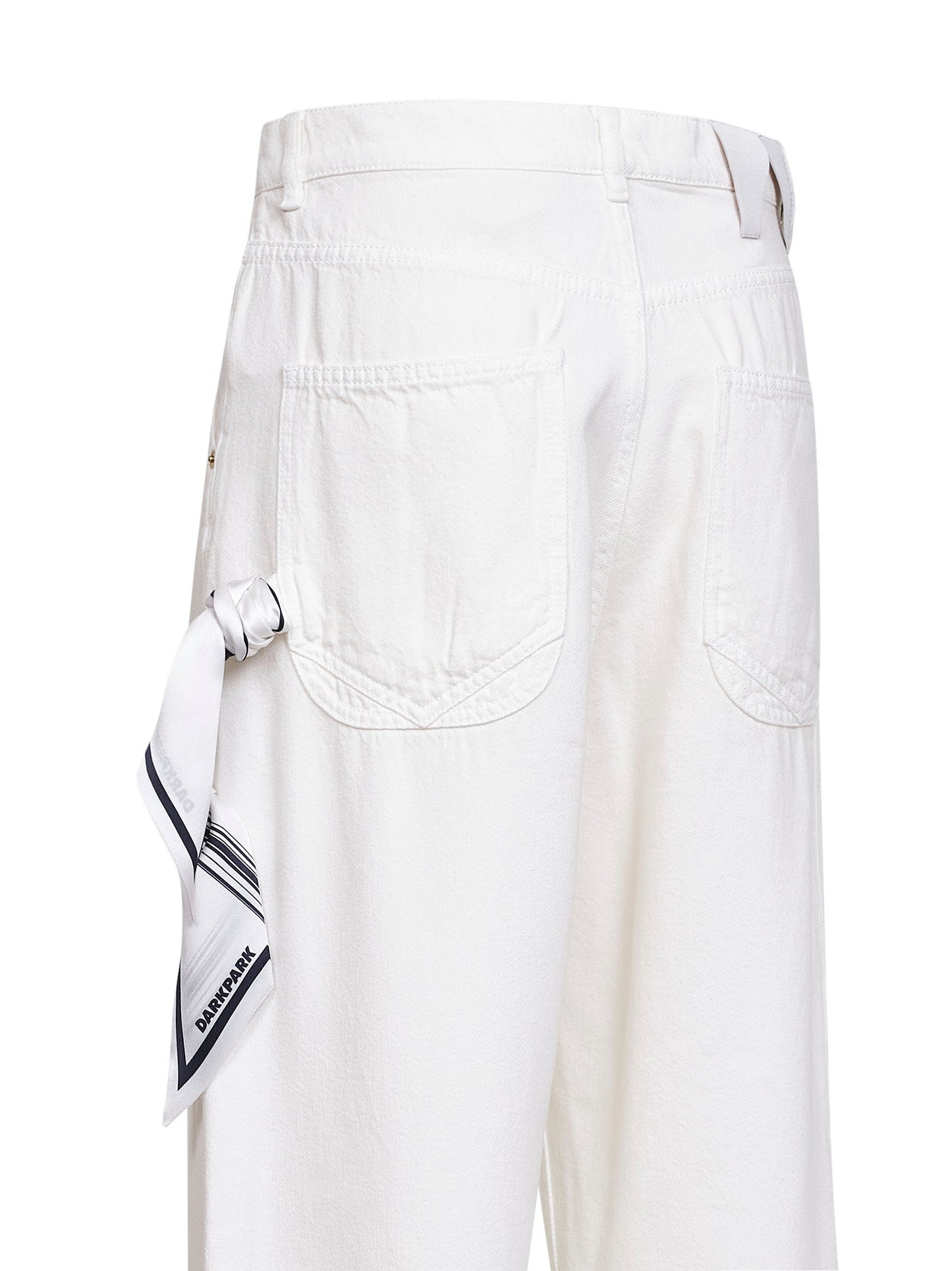 White denim Lisa carpenter jeans with scarf