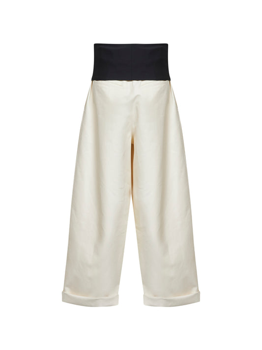 White cotton Wendy elastic waist trousers