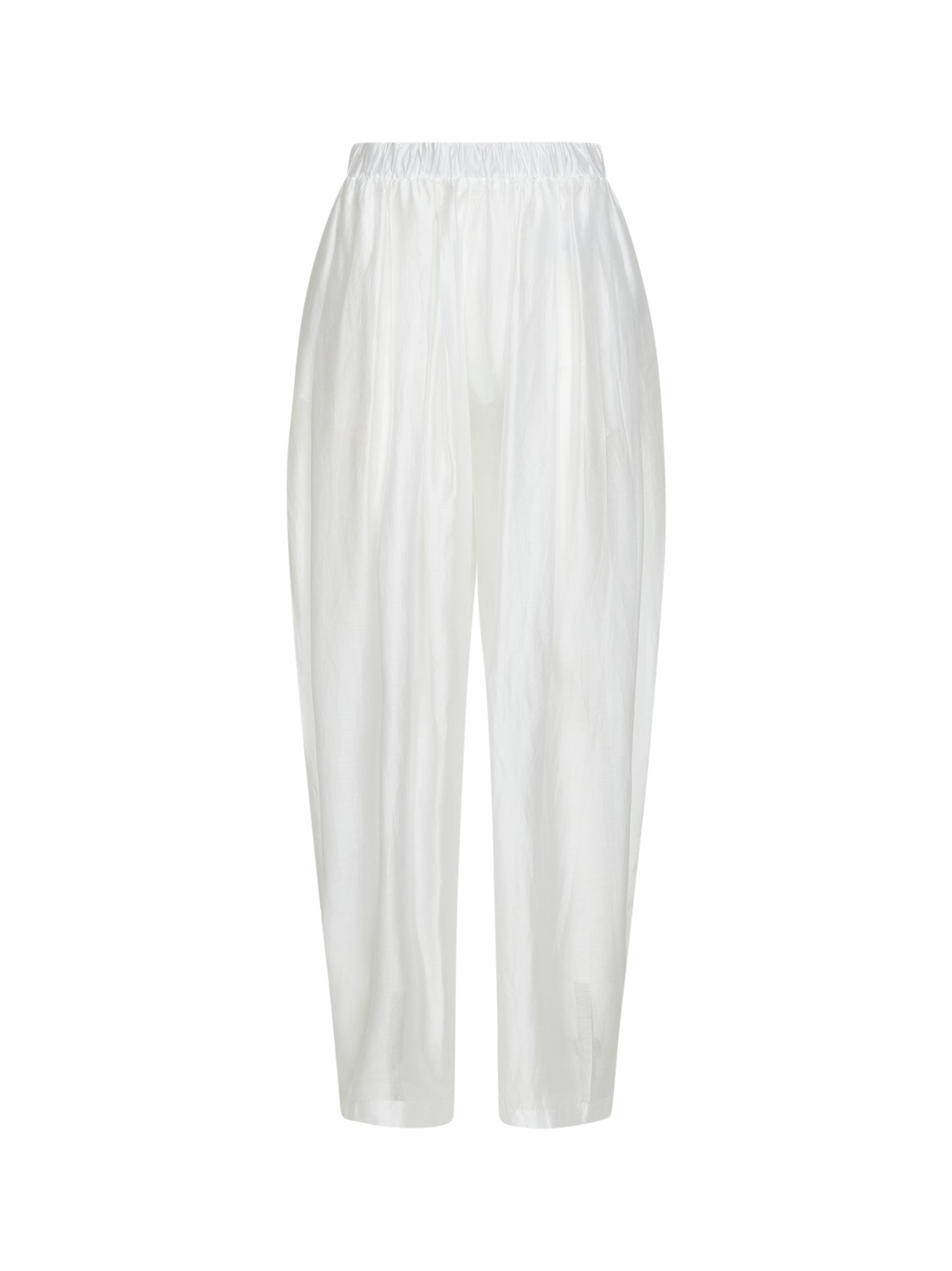 Pantaloni a palloncino Simona in voile bianco