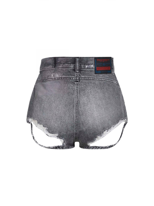 Micro shorts De-Lunar in denim grigio