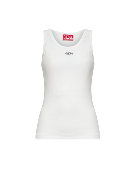 Canotta slim T-Anki-Od in jersey a costine bianco