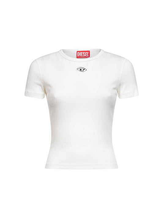 T-shirt T-Ele-Long-Od in jersey stretch a costine bianco