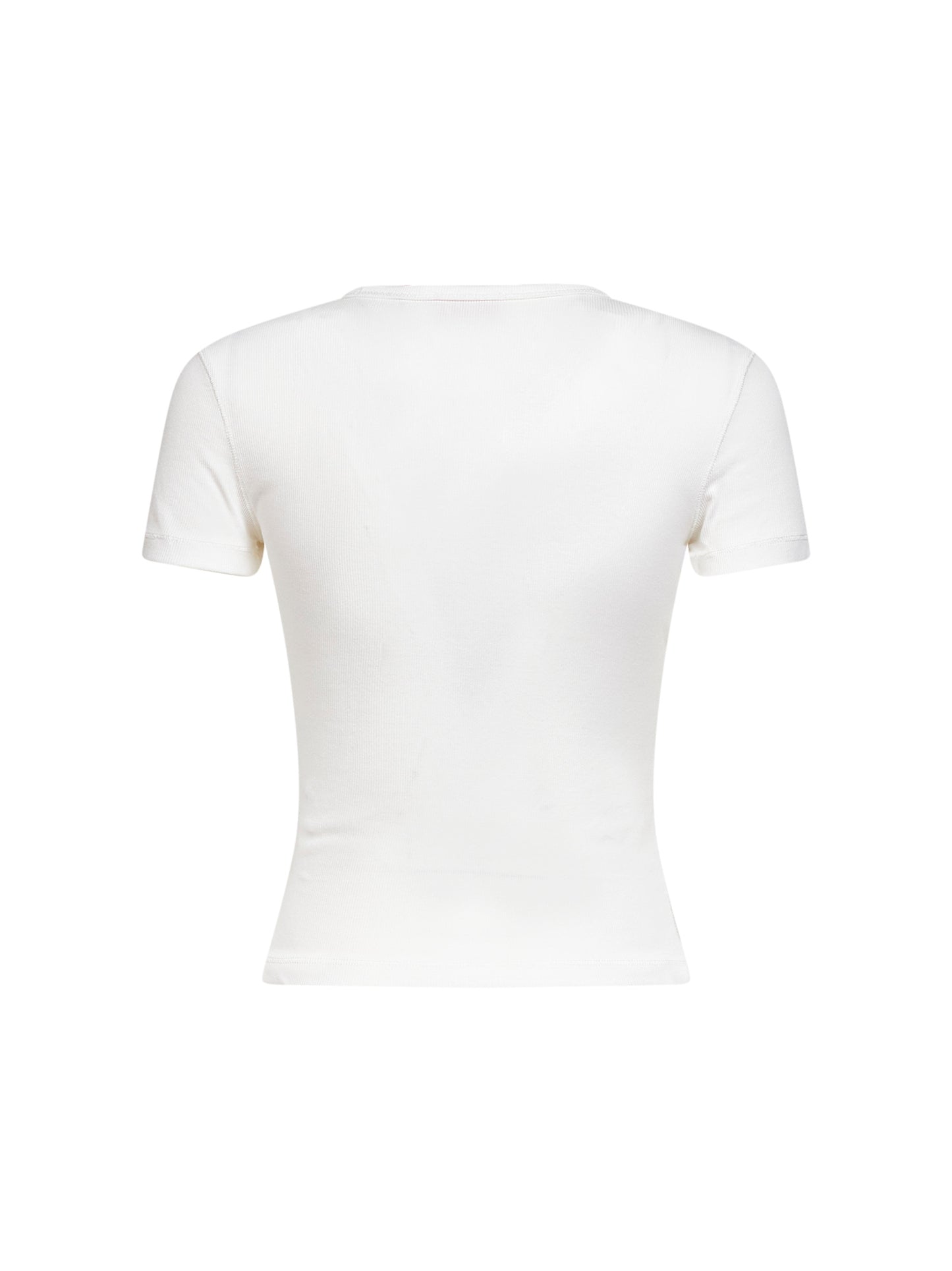 White ribbed stretch jersey T-Ele-Long-Od T-shirt
