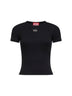 Black ribbed stretch jersey T-Ele-Long-Od T-shirt