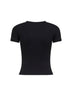 Black ribbed stretch jersey T-Ele-Long-Od T-shirt