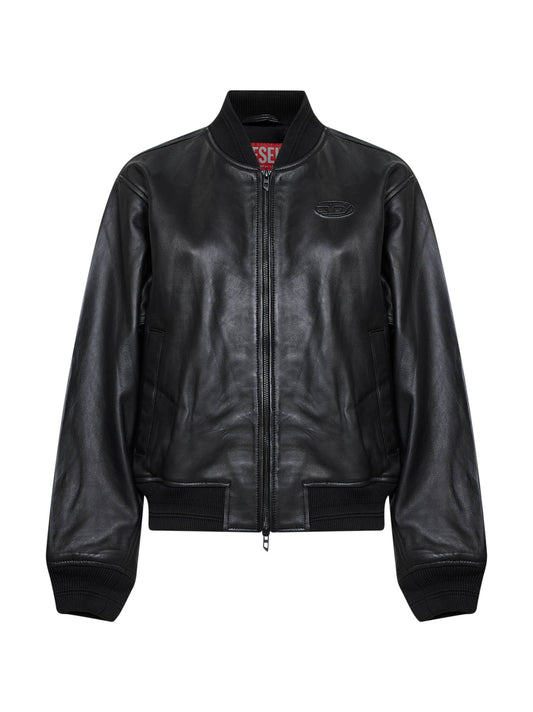 Black nappa leather L-Ilyan-Rb bomber jacket