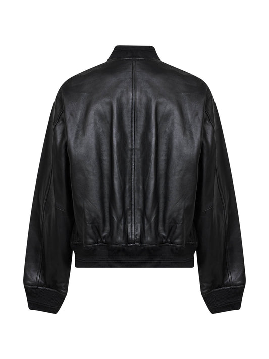 Black nappa leather L-Ilyan-Rb bomber jacket