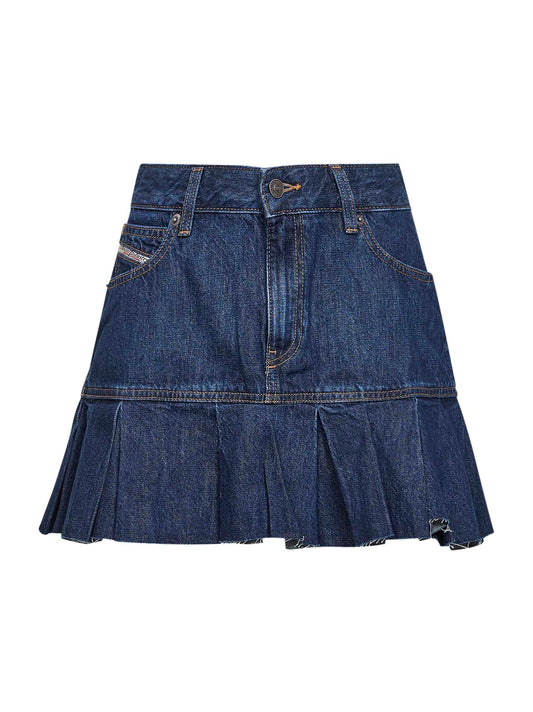 Blue denim De-Reen pleated mini skirt