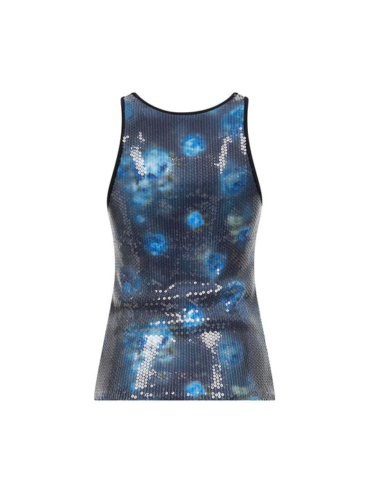 Top T-Unky in jersey con stampa floreale e paillettes