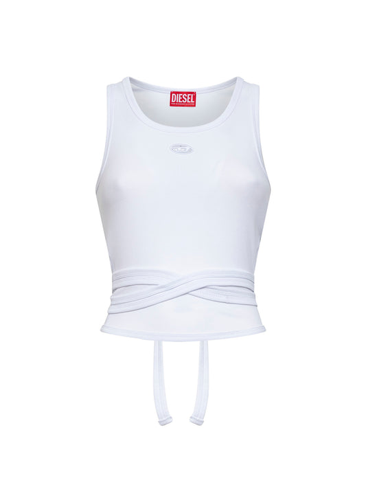 Top crop T-Anky-Tail-S1 in jersey a costine bianco<BR/>