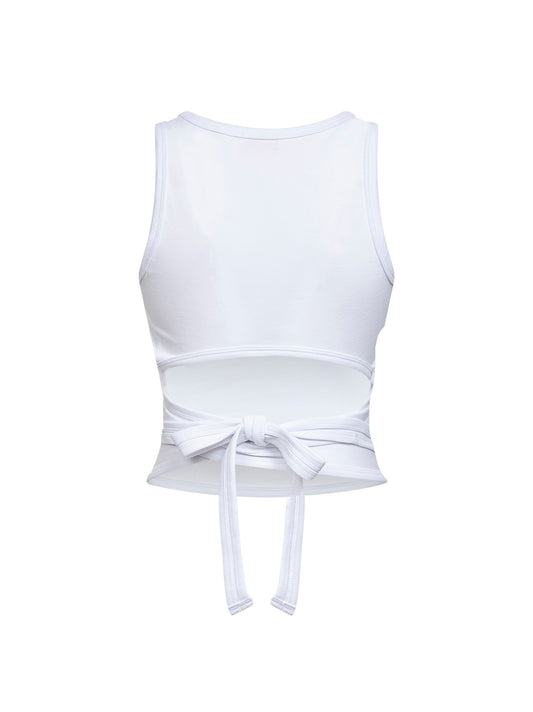 Top crop T-Anky-Tail-S1 in jersey a costine bianco<BR/>