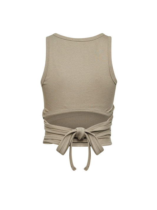 Green ribbed jersey T-Anky-Tail-S1 cropped top