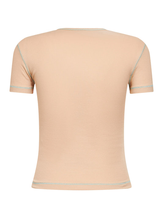 T-shirt T-Brenda in jersey a costine animalier rosa