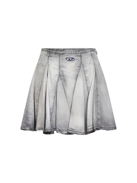 Grey denim De-Spiki-Fsi pleated mini skirt
