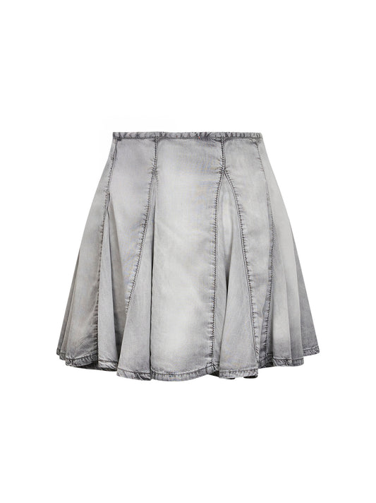 Grey denim De-Spiki-Fsi pleated mini skirt